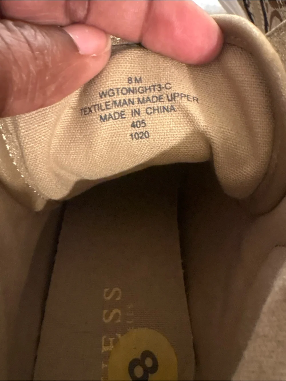 GUESS Women's Tan Logo High-Top Wedge Sneakers size 8